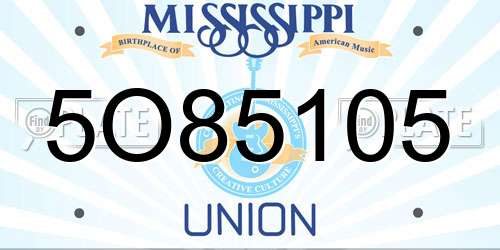 5O85105 Mississippi License Plate