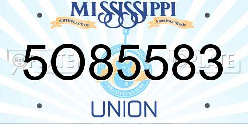 5O85583 Mississippi License Plate