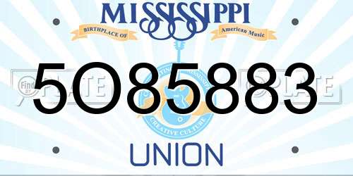 5O85883 Mississippi License Plate