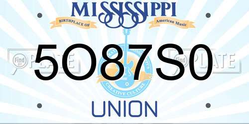 5O87S0 Mississippi License Plate