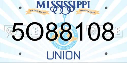 5O88108 Mississippi License Plate