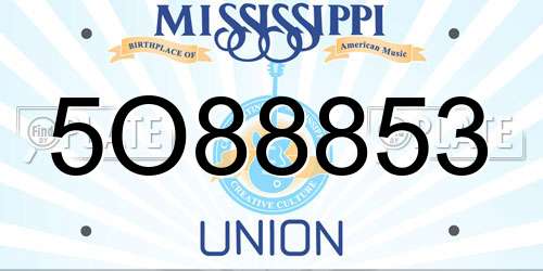 5O88853 Mississippi License Plate