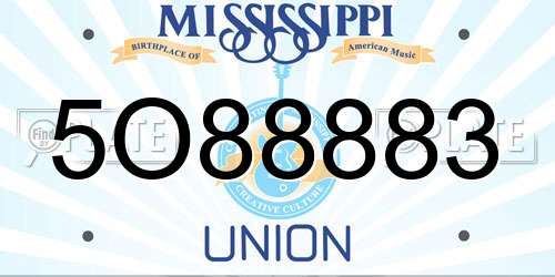 5O88883 Mississippi License Plate