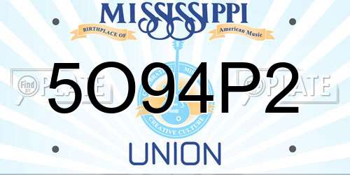 5O94P2 Mississippi License Plate