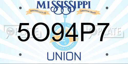5O94P7 Mississippi License Plate