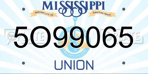 5O99065 Mississippi License Plate