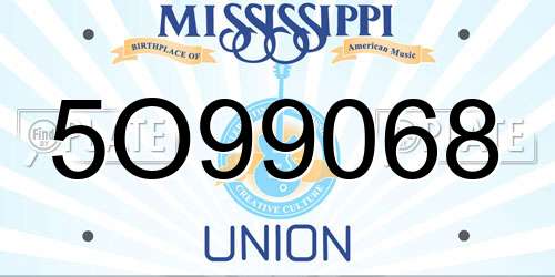 5O99068 Mississippi License Plate