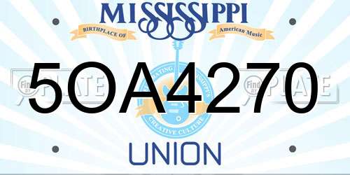 5OA4270 Mississippi License Plate