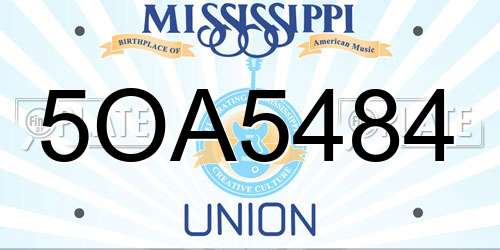 5OA5484 Mississippi License Plate