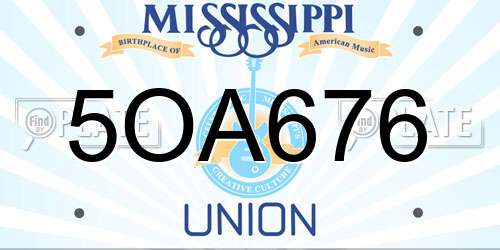5OA676 Mississippi License Plate