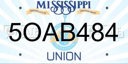 5OAB484 Mississippi License Plate