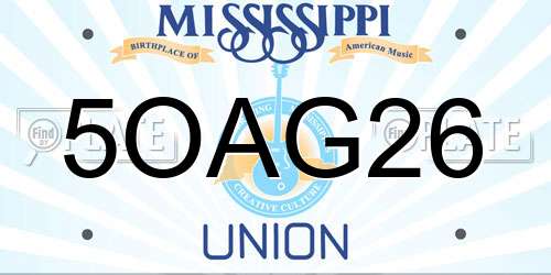 5OAG26 Mississippi License Plate