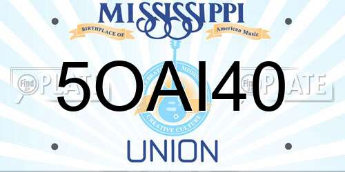 5OAI40 Mississippi License Plate