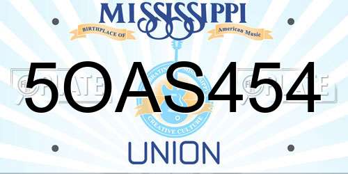 5OAS454 Mississippi License Plate