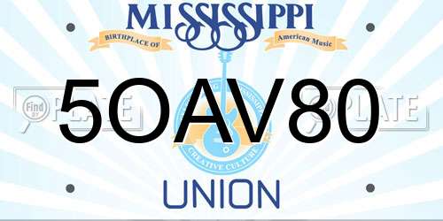 5OAV80 Mississippi License Plate