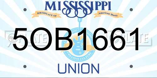 5OB1661 Mississippi License Plate