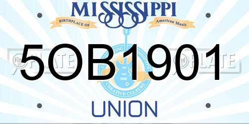 5OB1901 Mississippi License Plate