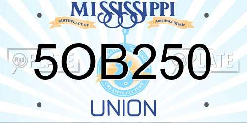 5OB250 Mississippi License Plate