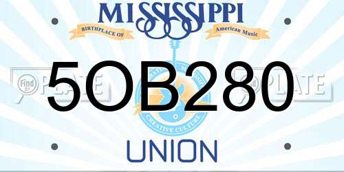 5OB280 Mississippi License Plate