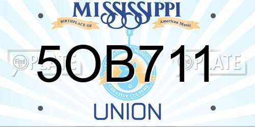 5OB711 Mississippi License Plate