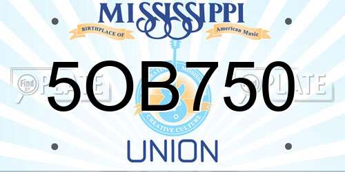 5OB750 Mississippi License Plate