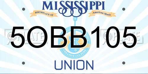 5OBB105 Mississippi License Plate