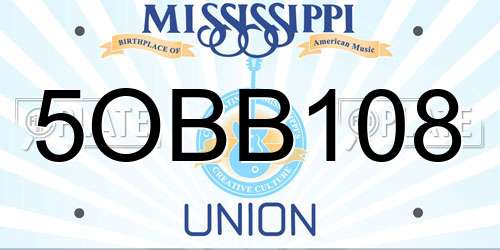 5OBB108 Mississippi License Plate