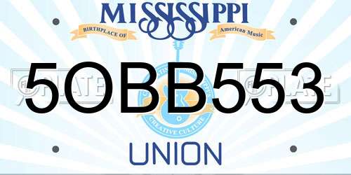 5OBB553 Mississippi License Plate