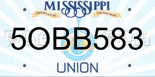 5OBB583 Mississippi License Plate