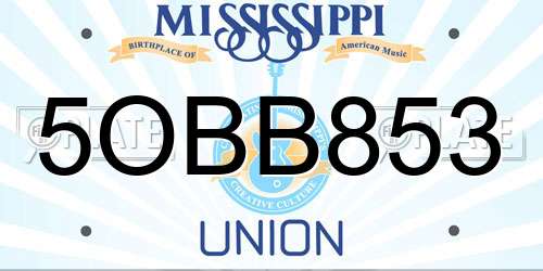 5OBB853 Mississippi License Plate