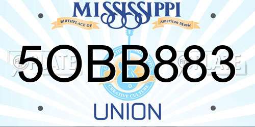 5OBB883 Mississippi License Plate