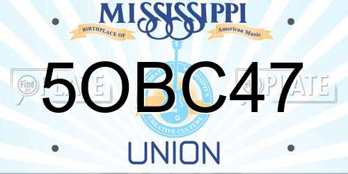5OBC47 Mississippi License Plate