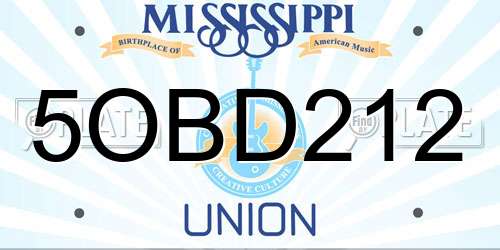 5OBD212 Mississippi License Plate