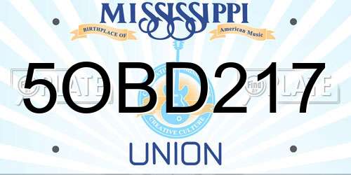 5OBD217 Mississippi License Plate