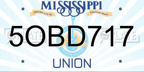 5OBD717 Mississippi License Plate