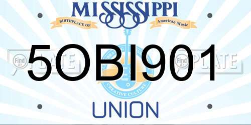 5OBI901 Mississippi License Plate