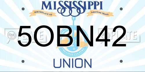 5OBN42 Mississippi License Plate