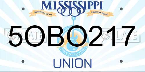5OBO217 Mississippi License Plate