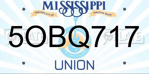 5OBQ717 Mississippi License Plate