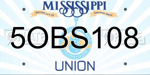 5OBS108 Mississippi License Plate