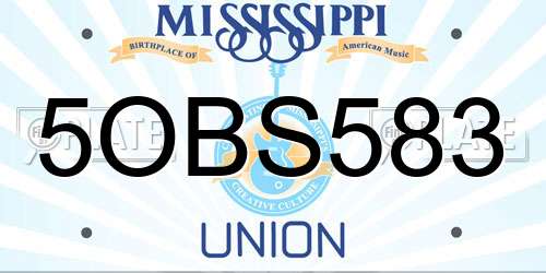 5OBS583 Mississippi License Plate
