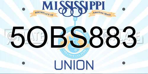 5OBS883 Mississippi License Plate