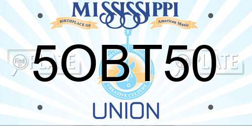 5OBT50 Mississippi License Plate
