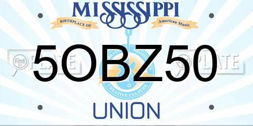 5OBZ50 Mississippi License Plate