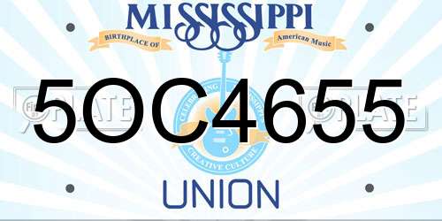 5OC4655 Mississippi License Plate