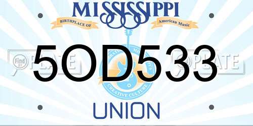 5OD533 Mississippi License Plate