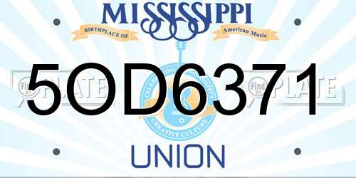 5OD6371 Mississippi License Plate