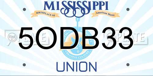 5ODB33 Mississippi License Plate