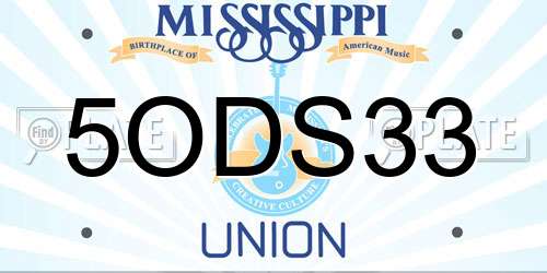 5ODS33 Mississippi License Plate