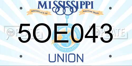 5OE043 Mississippi License Plate